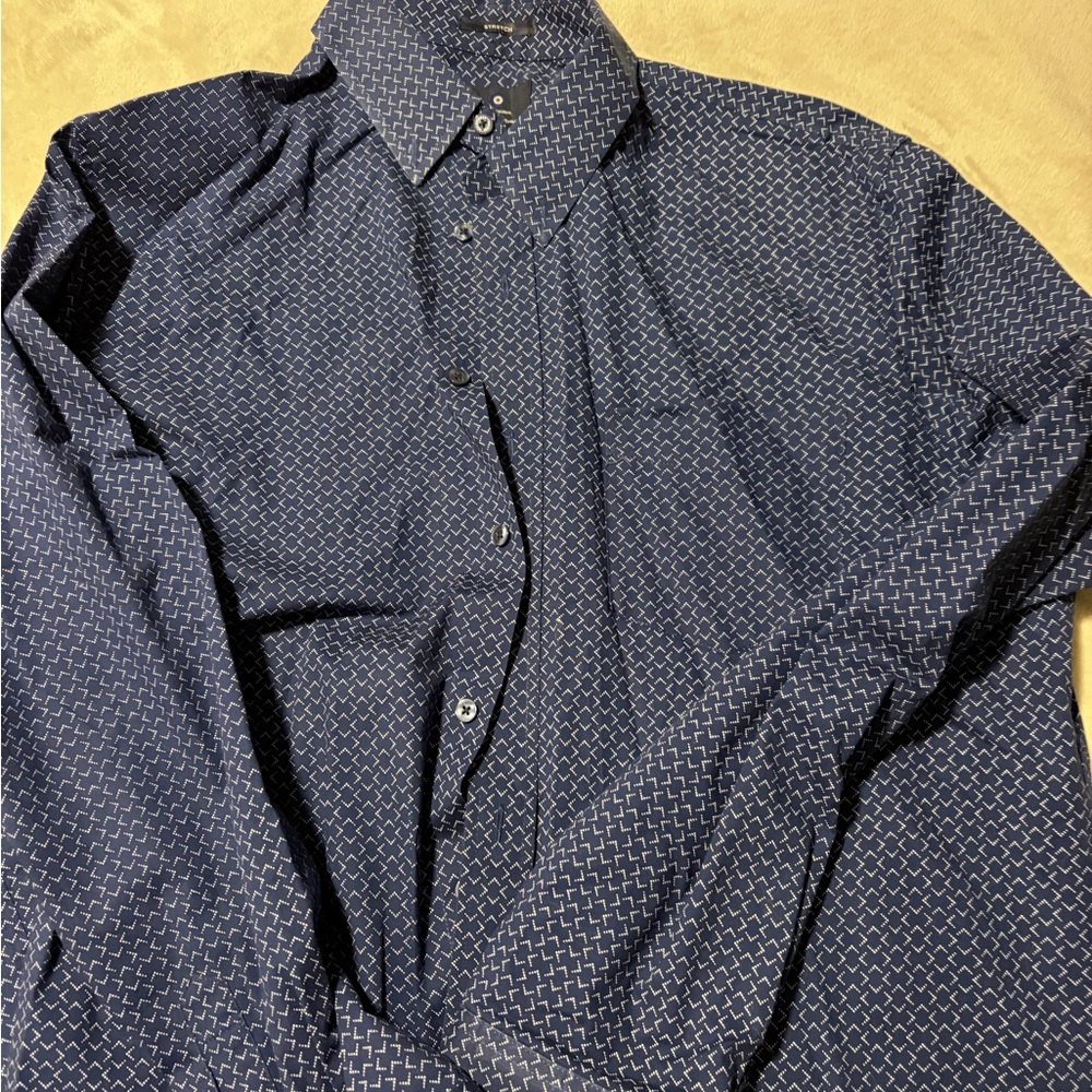 Ben Sherman Navy Geometric Button Down Shirt